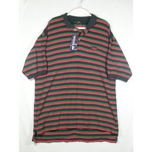 Vintage 90s FIRST DOWN Multi Color Stripped Shirt Polo XXL Red Green Black